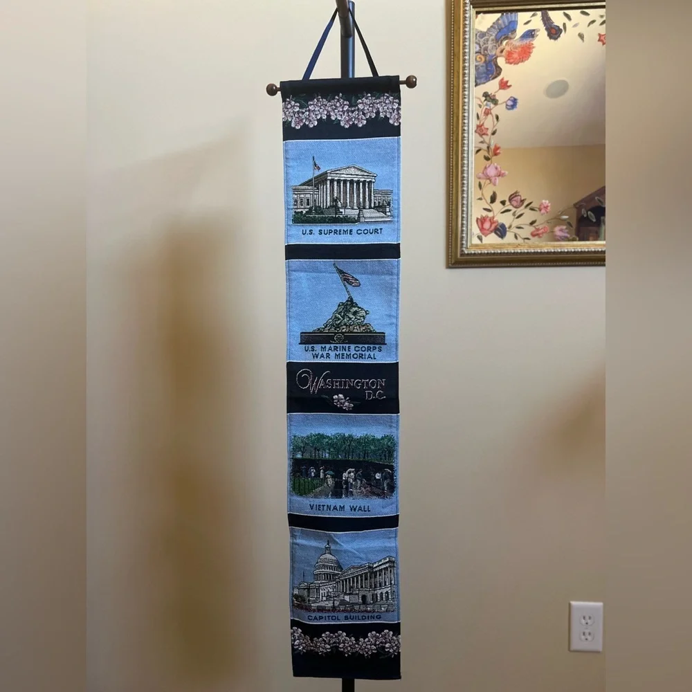 American Vintage Washington D.C. Tapestry Wall Decor Navy Green